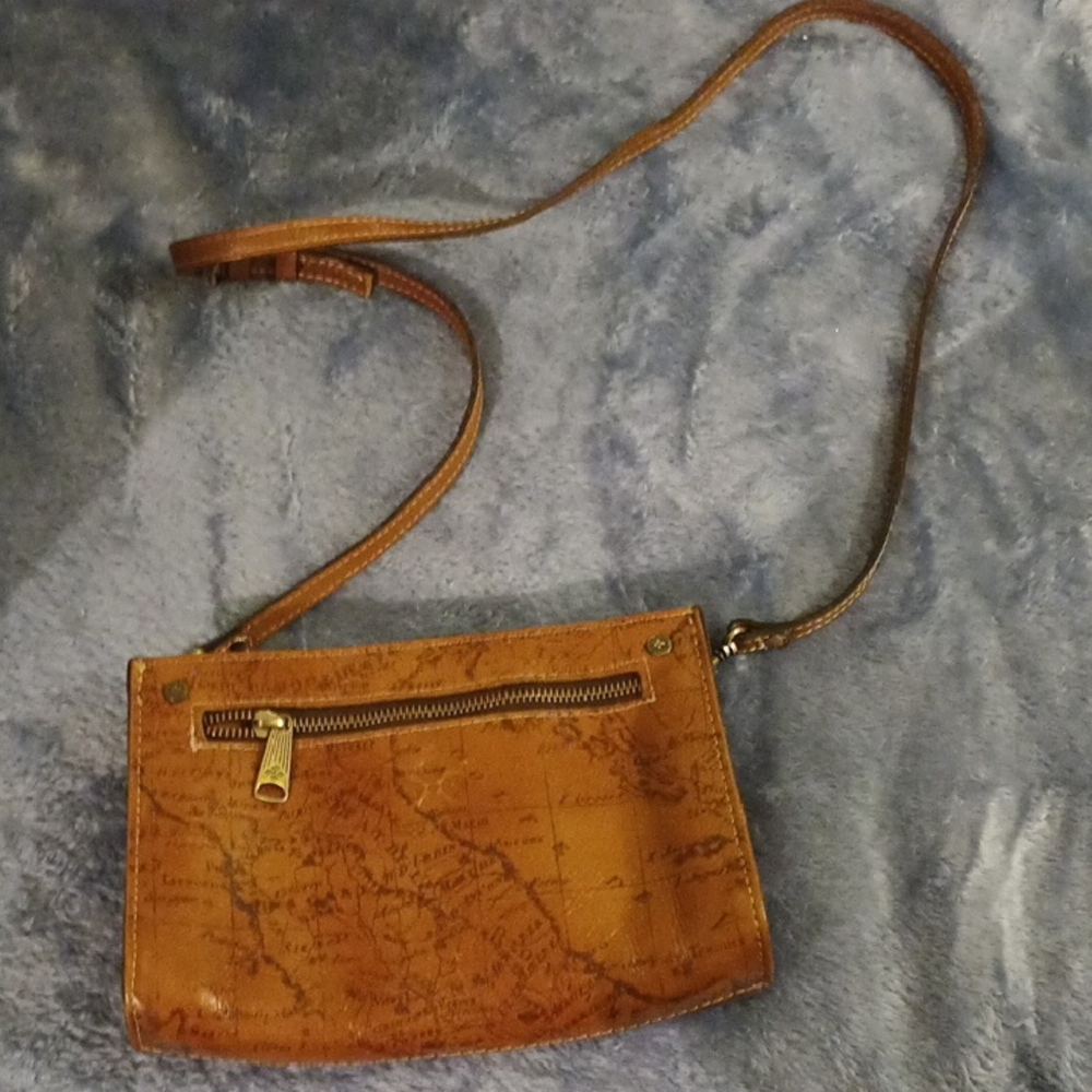 Patricia Nash Tan Map Design Crossbody Bag